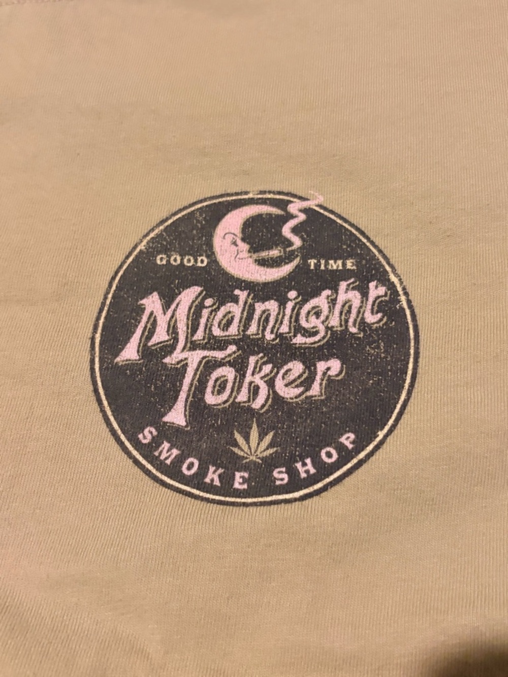 Midnight Toker Smokeshop Olive Green Graphic T-Shirt Short Sleeve Size L - Picture 4 of 5